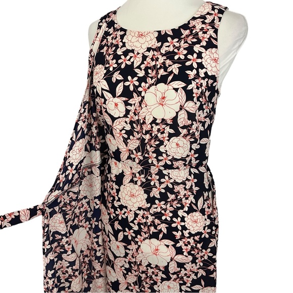 BANANA REPUBLIC | Navy Blue White Floral Print Faux Wrap Midi Dress NWT Sz 2 - Picture 7 of 15